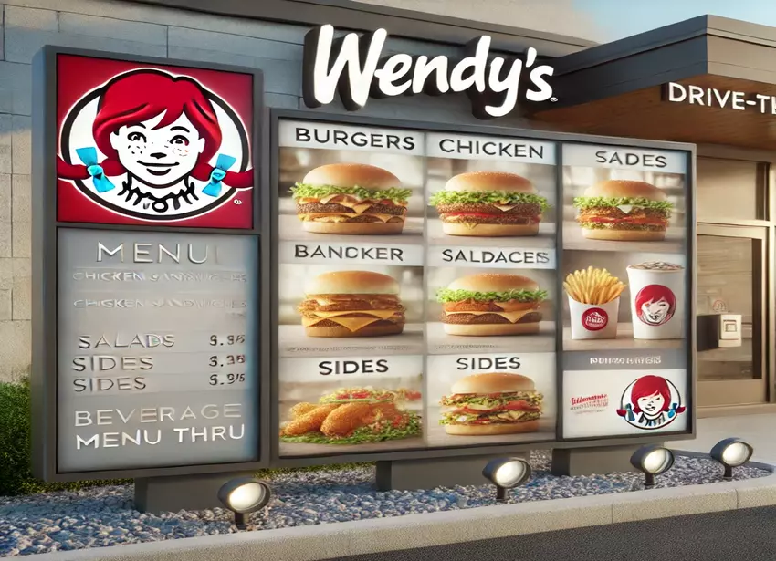Wendy's Drive thru Menu