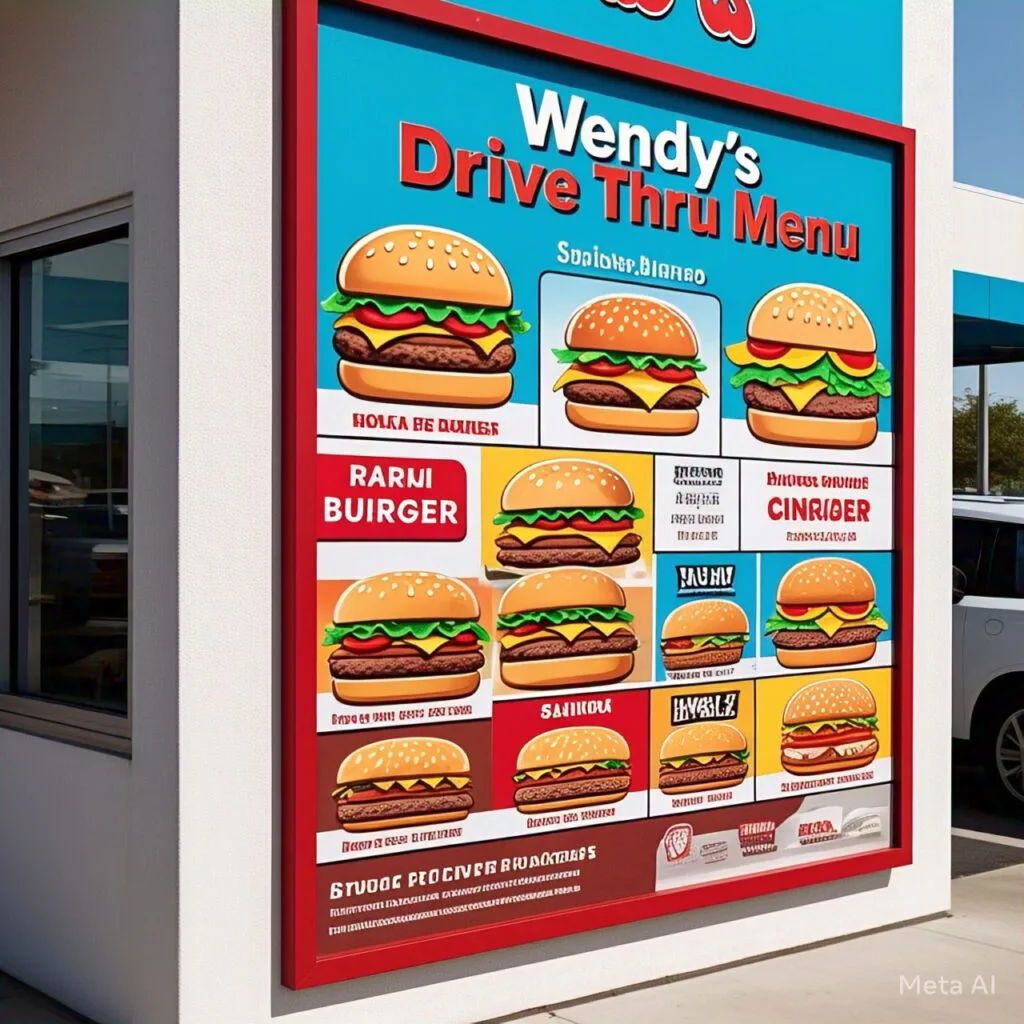 Wendy's Drive thru Menu Signature Burgers